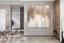 Load image into Gallery viewer, Large Gold White Abstract Painting Large Living Room Art Gp018