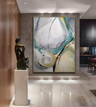 Load image into Gallery viewer, Gray And Green Abstract Painting Large Wall Canvas Painting
