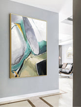 Load image into Gallery viewer, Minimalist Abstract Painting Gray Painting Green Painting Dp113