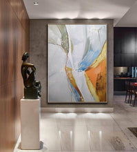 Load image into Gallery viewer, White And Gold Abstract Painting Large Sofa Painting Bp090