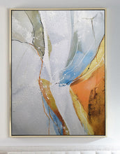 Load image into Gallery viewer, White And Gold Abstract Painting Large Sofa Painting Bp090
