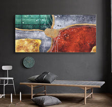 Load image into Gallery viewer, Red Green Gold Abstract Painting Original Modern Abstract Painting Np094