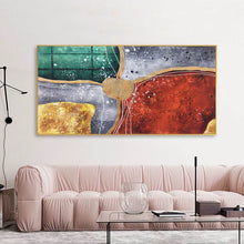 Load image into Gallery viewer, Red Green Gold Abstract Painting Original Modern Abstract Painting Np094