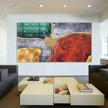 Load image into Gallery viewer, Red Green Gold Abstract Painting Original Modern Abstract Painting Np094