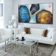 Load image into Gallery viewer, Blue Gold White Modern Abstract Painting Oversized Modern Art Np095