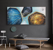 Load image into Gallery viewer, Blue Gold White Modern Abstract Painting Oversized Modern Art Np095