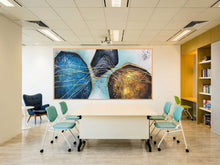 Load image into Gallery viewer, Blue Gold White Modern Abstract Painting Oversized Modern Art Np095