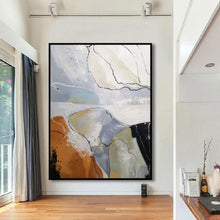 Load image into Gallery viewer, Minimalist Abstract Painting Gray Orange Canvas Art Dp114