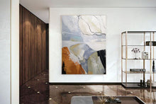 Load image into Gallery viewer, Minimalist Abstract Painting Gray Orange Canvas Art Dp114