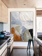 Load image into Gallery viewer, Minimalist Abstract Painting Gray Orange Canvas Art Dp114