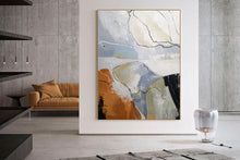 Load image into Gallery viewer, Minimalist Abstract Painting Gray Orange Canvas Art Dp114