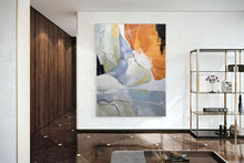 Load image into Gallery viewer, Huge Abstract Wall Art Orange Painting Gray Painting Bp087