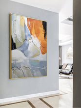 Load image into Gallery viewer, Huge Abstract Wall Art Orange Painting Gray Painting Bp087