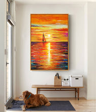 Load image into Gallery viewer, Sunset Abstract Painting Oversized Abstract Canvas Wall Art Gp039