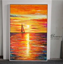 Load image into Gallery viewer, Sunset Abstract Painting Oversized Abstract Canvas Wall Art Gp039