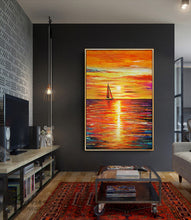 Load image into Gallery viewer, Sunset Abstract Painting Oversized Abstract Canvas Wall Art Gp039