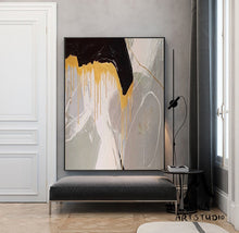 Load image into Gallery viewer, Large Gold Abstract Painting,Office Wall Art,Large Gray Textured Art Bg013