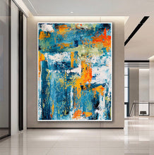 Load image into Gallery viewer, 48x60 Canvas Art Blue Teal Extra Large Abstact Painting Bp042