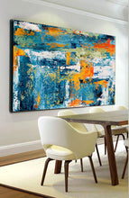 Load image into Gallery viewer, 48x60 Canvas Art Blue Teal Extra Large Abstact Painting Bp042