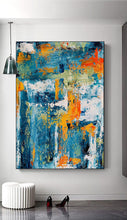 Load image into Gallery viewer, 48x60 Canvas Art Blue Teal Extra Large Abstact Painting Bp042