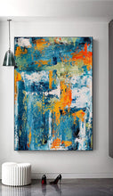 Load image into Gallery viewer, 48x60 Canvas Art Blue Teal Extra Large Abstact Painting Bp042
