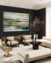 Load image into Gallery viewer, Acrylic Painting Turquoise Teal Blue Modern Abstract Art Ap062