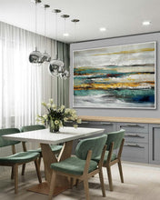 Load image into Gallery viewer, Acrylic Painting Turquoise Teal Blue Modern Abstract Art Ap062