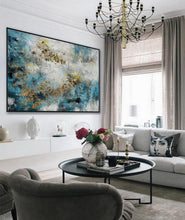 Load image into Gallery viewer, Gold Leaf Oversize Modern Texture Abstract Canvas Wall Art Ap061