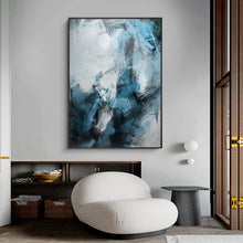 Load image into Gallery viewer, Navy Blue And White Abstract Painting Oversize Canvas Art Op080