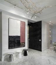 Load image into Gallery viewer, Black and White Painting on Canvas Iron Red Wall Art Op052