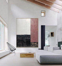 Load image into Gallery viewer, Black and White Painting on Canvas Iron Red Wall Art Op052