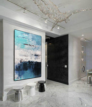 Load image into Gallery viewer, Blue Abstract Art Canvas Grey Wall Painting Cp024