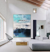 Load image into Gallery viewer, Blue Abstract Art Canvas Grey Wall Painting Cp024
