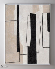 Load image into Gallery viewer, Large Milimalist Abstract Painting Beige Black And White Minimalist Painting Qp102