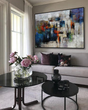 Load image into Gallery viewer, Blue Purple Textured Abstract Painting on Canvas Ap074