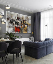 Load image into Gallery viewer, White Gray Red Textured Abstract Wall Art Texture Oil Painting