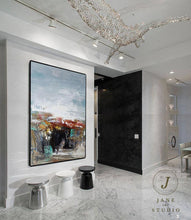 Load image into Gallery viewer, Bule Red Gray Abstract Painting Canvas Modern Wall Decor Qp077