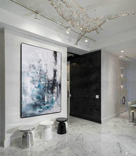 Load image into Gallery viewer, Blue And Gray Abstract Painting Teal Wall Art Office Wall Decor Op020