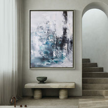 Load image into Gallery viewer, Blue And Gray Abstract Painting Teal Wall Art Office Wall Decor Op020