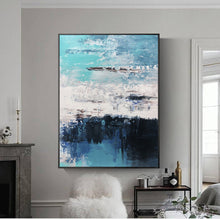 Load image into Gallery viewer, Blue Abstract Art Canvas Grey Wall Painting Cp024