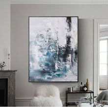 Load image into Gallery viewer, Blue And Gray Abstract Painting Teal Wall Art Office Wall Decor Op020