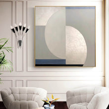 Load image into Gallery viewer, Silver Blue Gray Abstract Painting Extra Large Abstract Art Geometric Wall Art Yp019