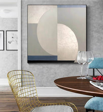 Load image into Gallery viewer, Silver Blue Gray Abstract Painting Extra Large Abstract Art Geometric Wall Art Yp019