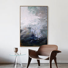 Load image into Gallery viewer, Blue White Gray Abstract Painting Neutral Abstract Art Qp051