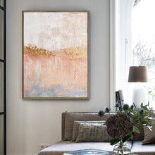 Load image into Gallery viewer, Pink White Gold Abstract Painting on Canvas Yellow Abstract Painting Cp015