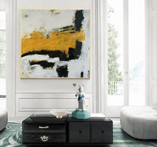 Load image into Gallery viewer, Large Yellow Painting Black And White Abstract Minimalist Painting Cp012