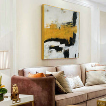 Load image into Gallery viewer, Large Yellow Painting Black And White Abstract Minimalist Painting Cp012