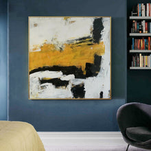 Load image into Gallery viewer, Large Yellow Painting Black And White Abstract Minimalist Painting Cp012