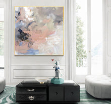 Load image into Gallery viewer, Pink Blue Abstract Painting Beige Gray Painting Large Modern Wall Art Op004