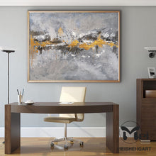 Load image into Gallery viewer, Original Brown Gold Gray Abstract Painting Texture Art Office Decor Ap130